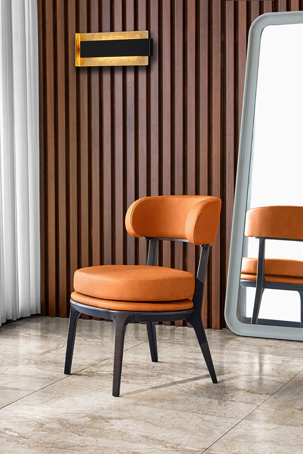 alide leather chair in orange color 2965