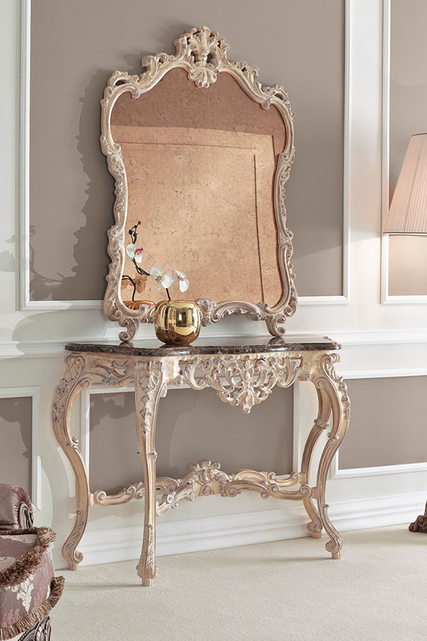 baroque consolle matching carved mirror 9345