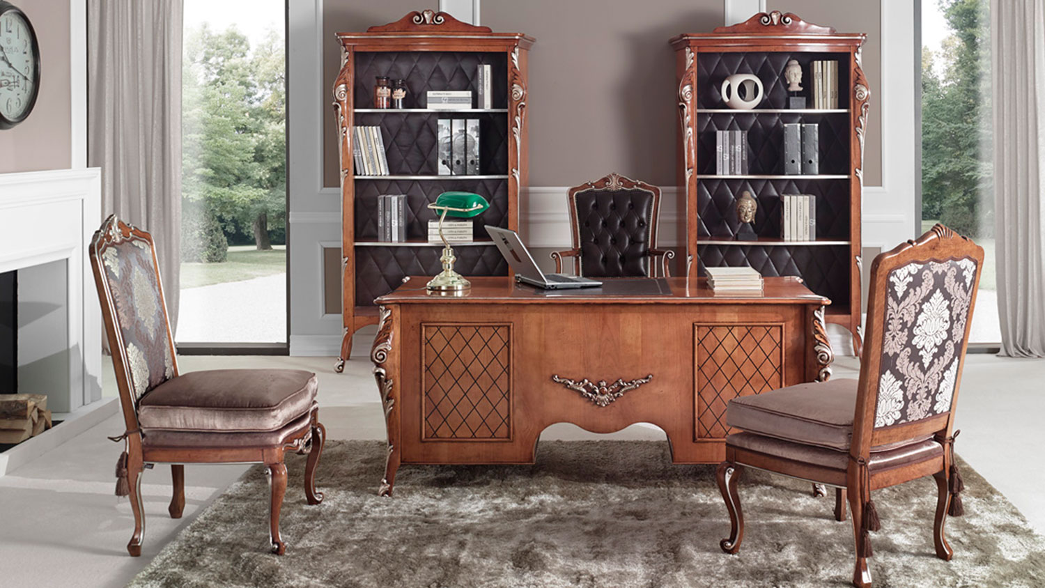 baroque writing desk and bookcases 579