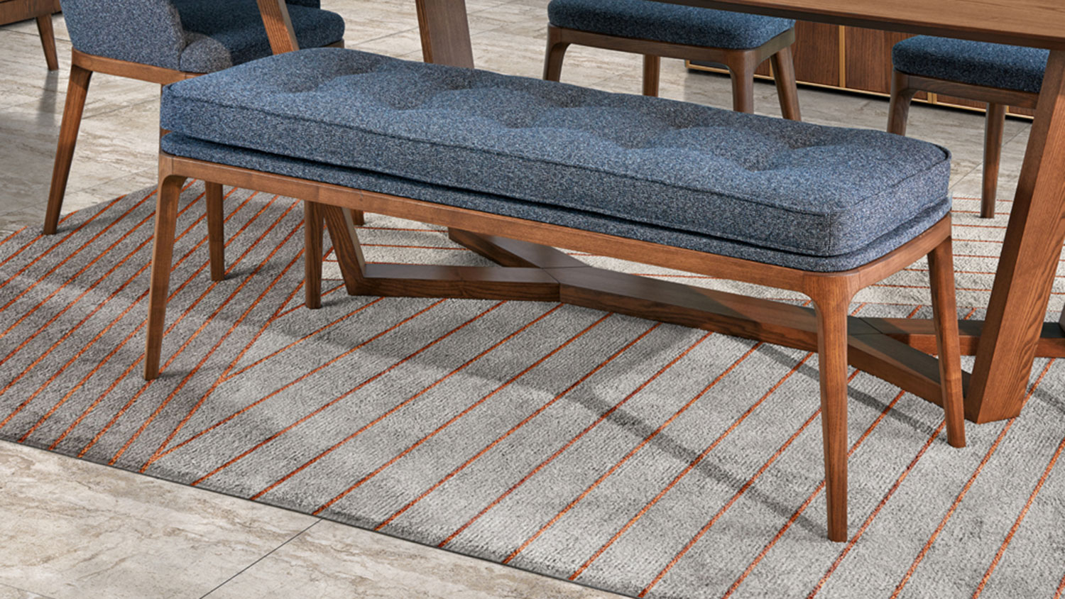 carmela wooden bench with upholstered seat 3114