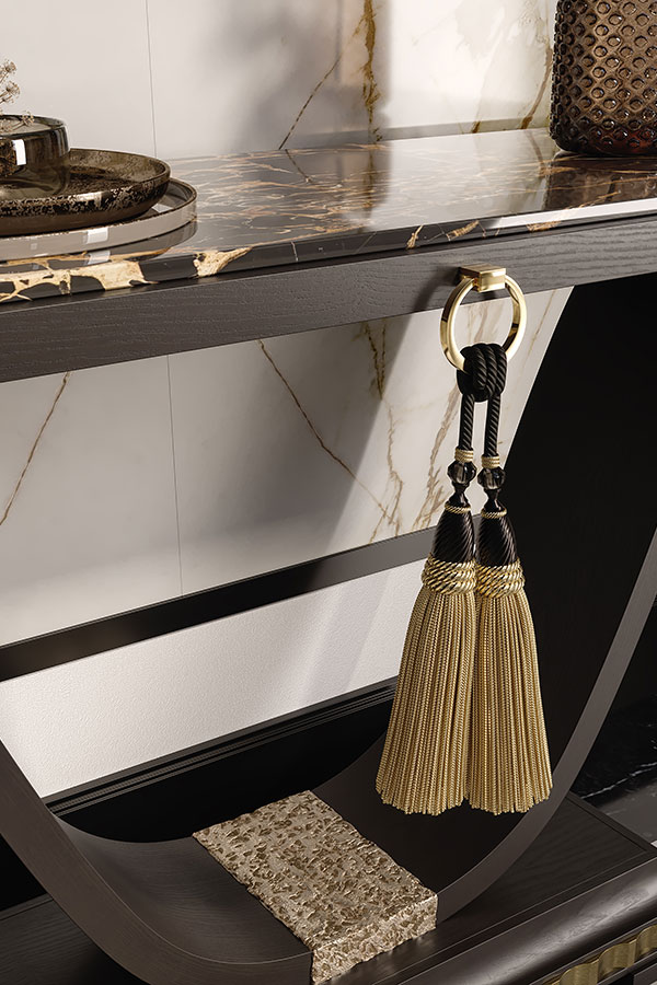 contemporary console portoro marble top 4698