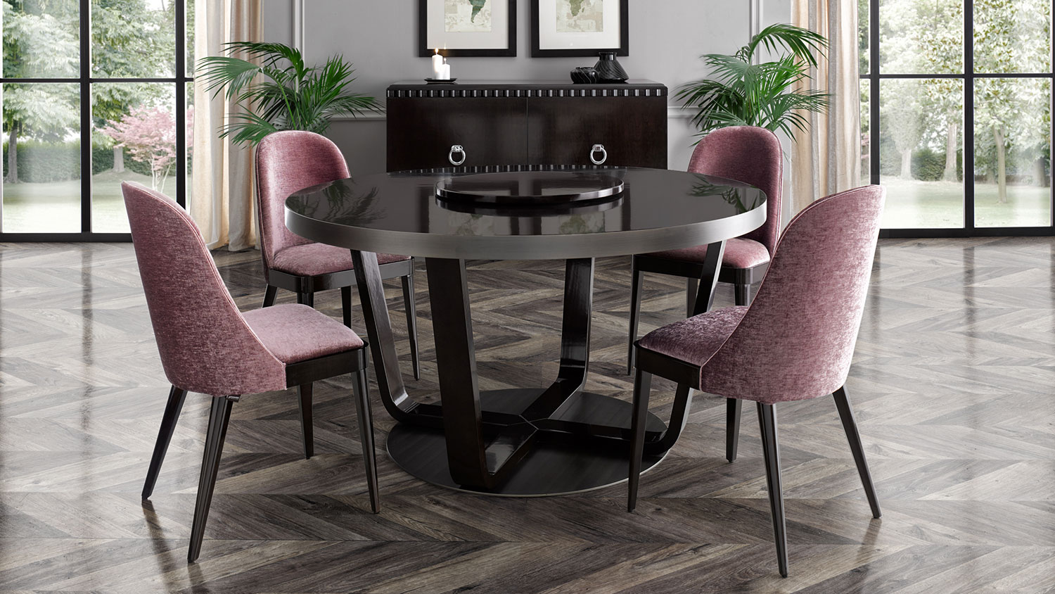 ermione contamporary round dining set 894