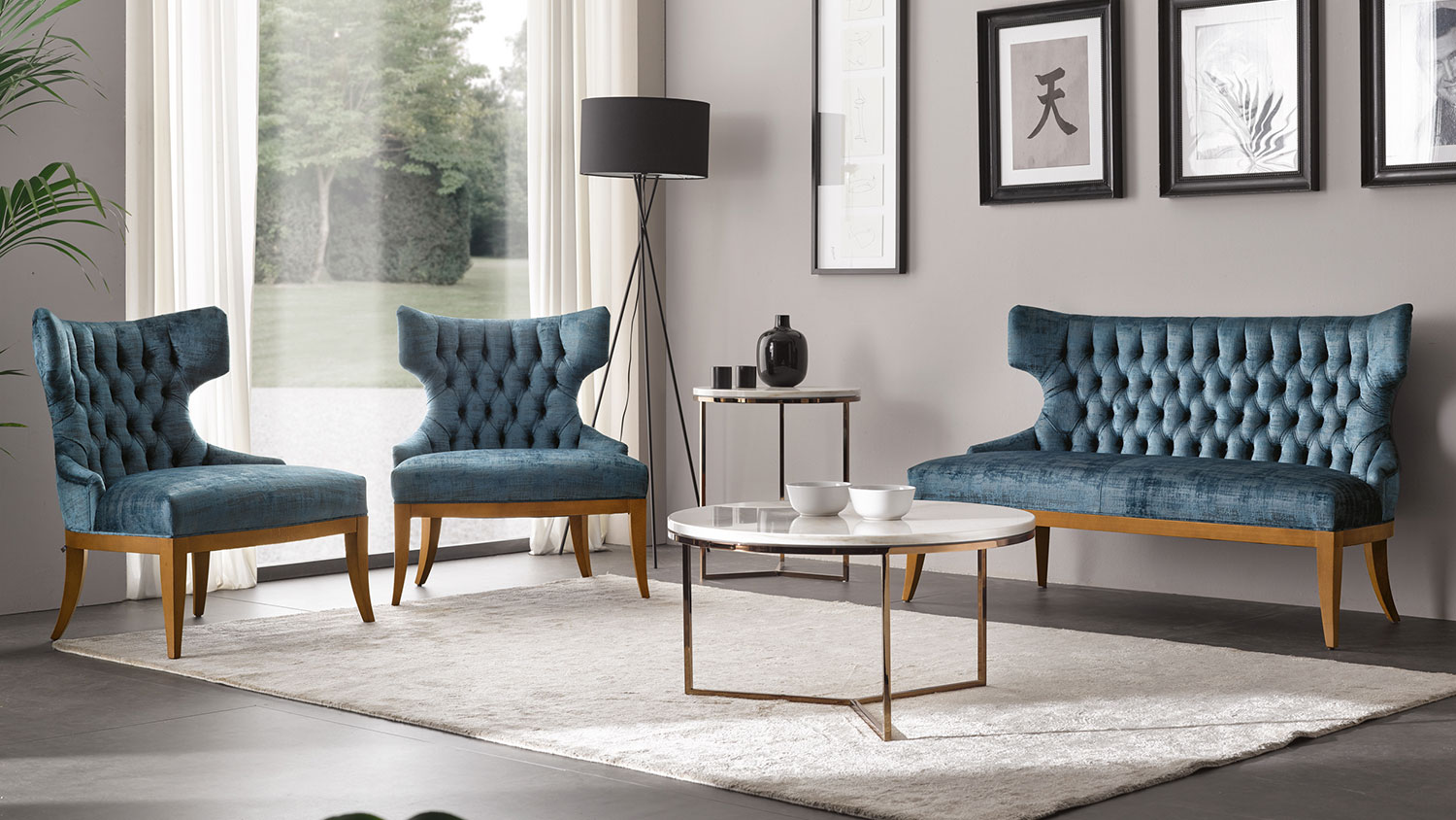 irene tufted sofa set 3765