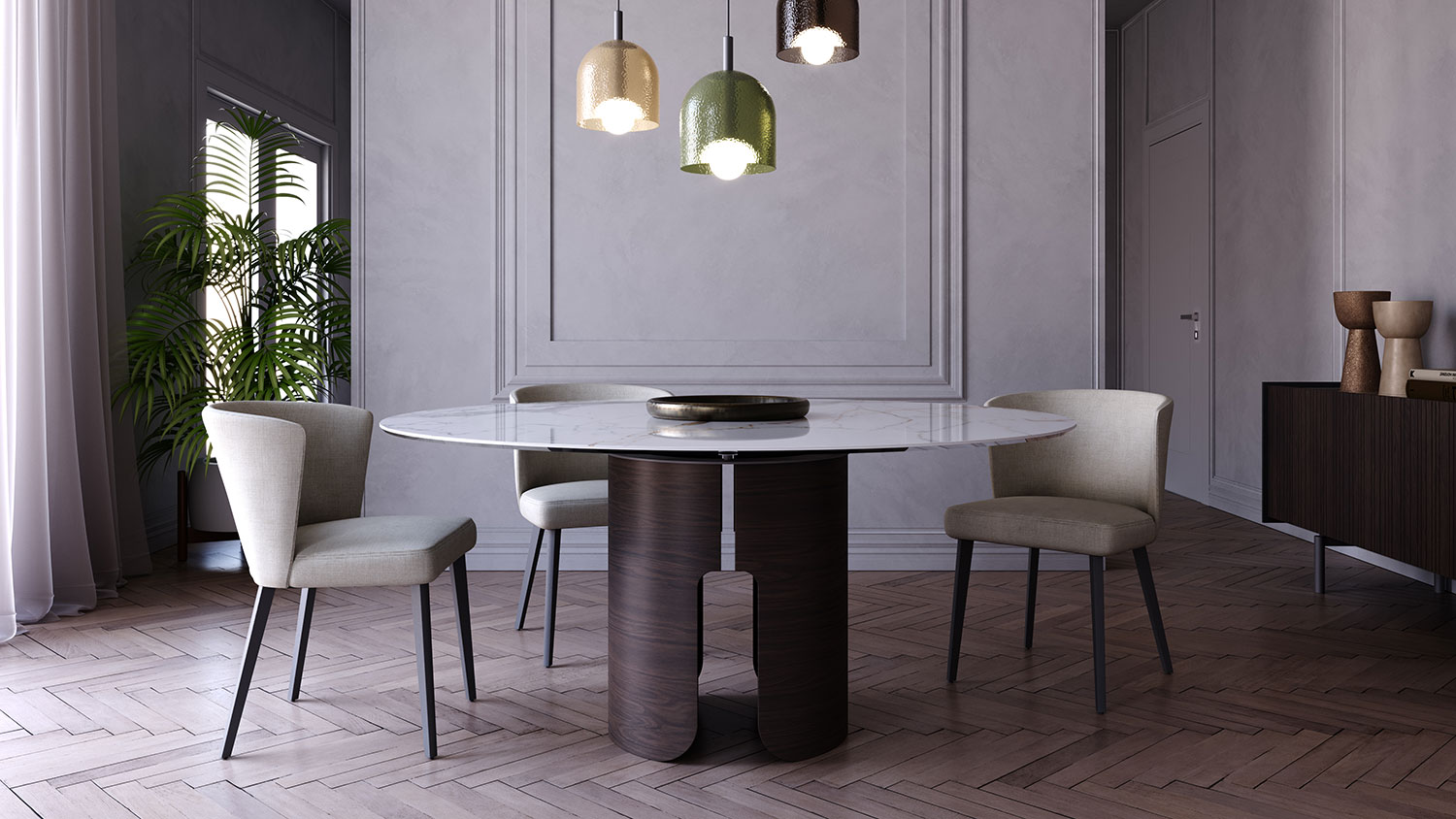 large round dining set kera by sevensedie 7826