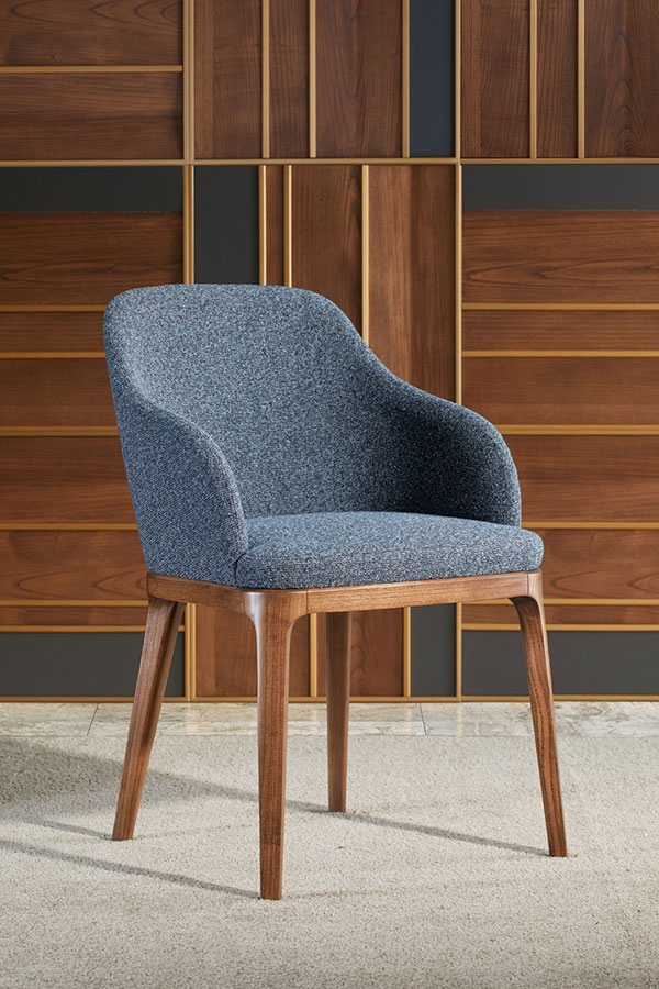 modern carmela armchair with ash wood base and upholstered seat and back 4662