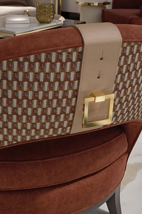 square metal handle on armchair back 4500