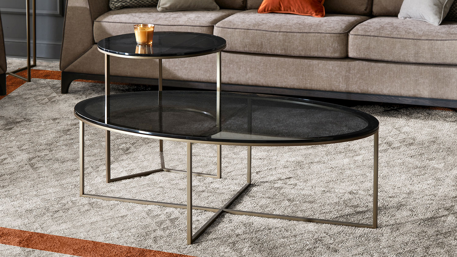 trio glass top coffee table set 3136