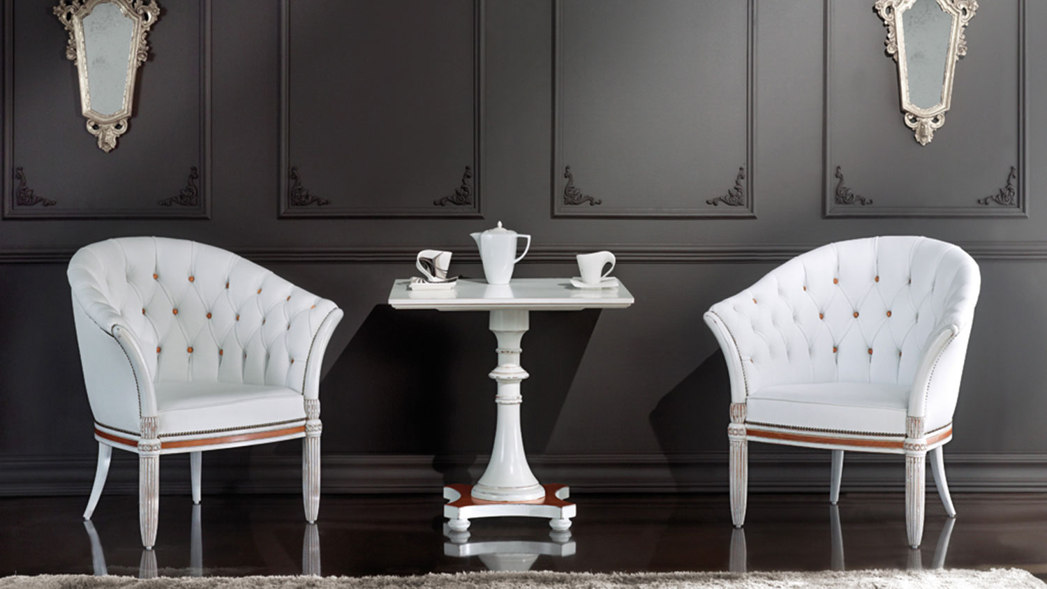 white leather armchairs with tufted back 4469