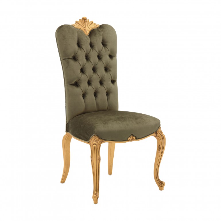 Classic chair Bronte by Sevensedie with beech wood frame, gilded wood frame-  upholstered 
