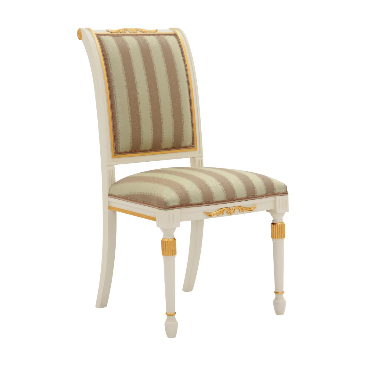  Replica chair in empire style  Salgari by Sevensedie in classic design - beech wood frame - Upholstered in stripe gold and salmon fabric.