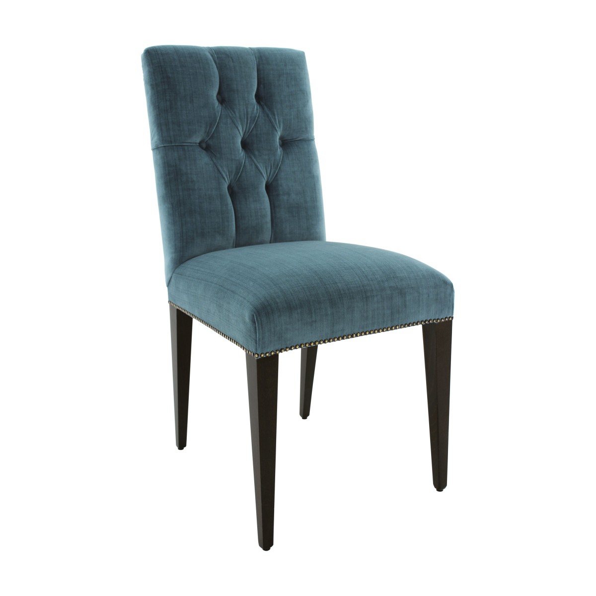 Contemporary replica chair Arianna by Sevensedie - beech wood frame -   padded back rest - Polished in Wengè finish  - Upholstered in ottanium velvet - trimmed with metal shaded nails 