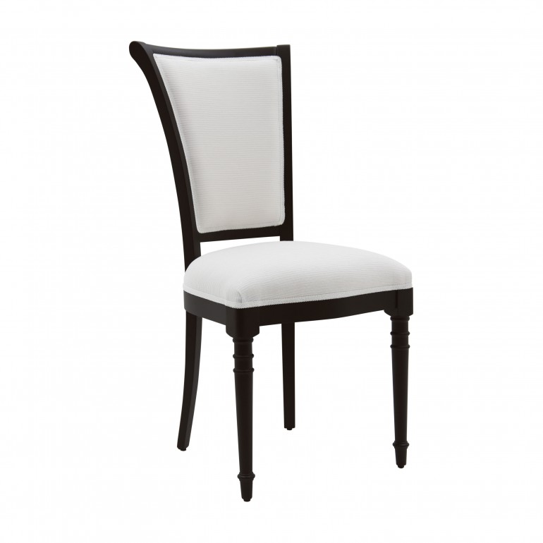 Classic chair Goethe by Sevensedie - solid beech wood frame - fully upholstered comfortable back - lacquered in a classic moka finish - upholstered in an cream elegant fabric.