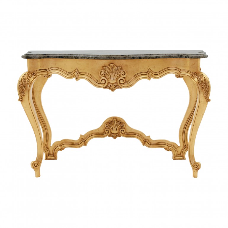 classic style wood and marble console table