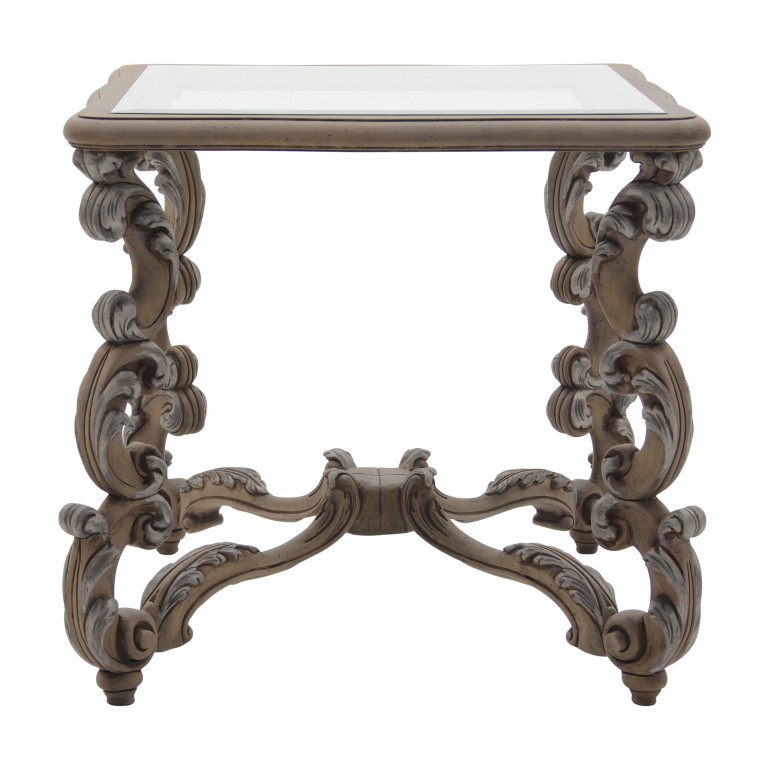 baroque style wooden square lamp table