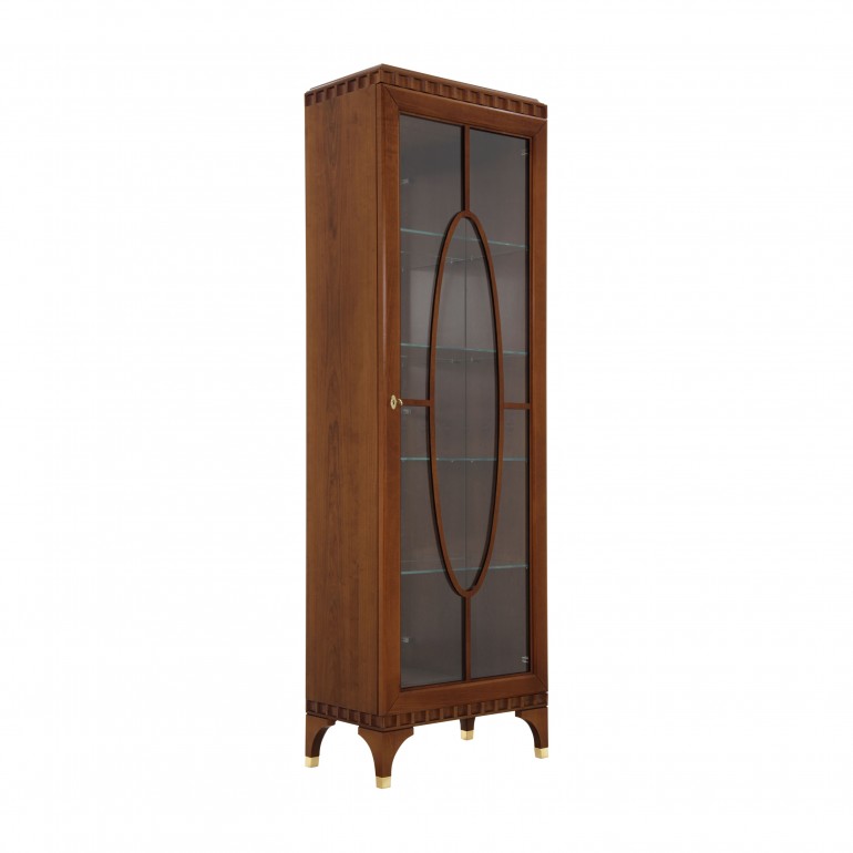 Contemporary design display cabinet in cherry wood finish, contemporary 1 door display cabinet