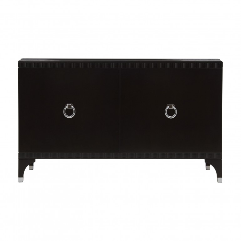 Italian 2 doors sideboard - Contemporary sideboard in dark mahogany finish - 2 door sideboard with chromed metal handles