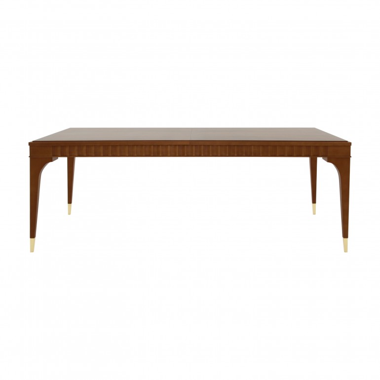 Contemporary extendible Italian table, rectangular, table in Cherry wood - Extendible 4 legs table with gold plated metal tip legs