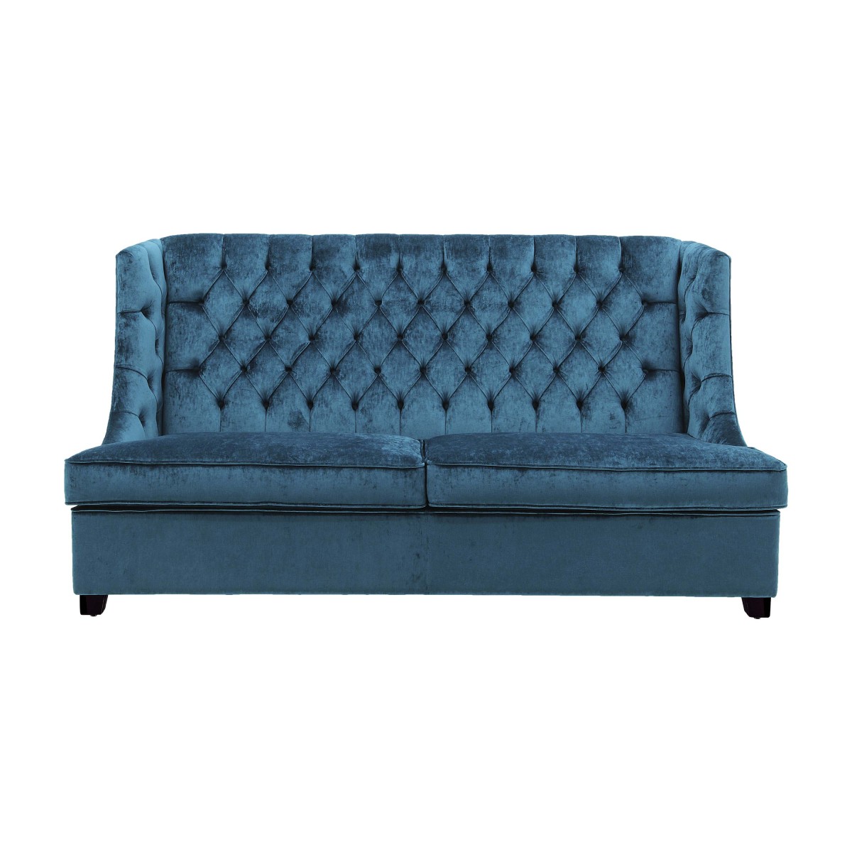 Italian sofa bed with tufted back,blue,3 seater, sleeper couch, with pull out mattress, double bed