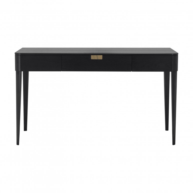 Modern Ash wood writing desk, with gold plated inserts
