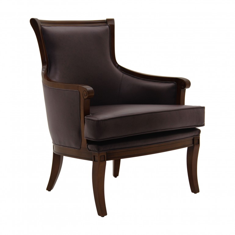 classic style padded wooden armchair 