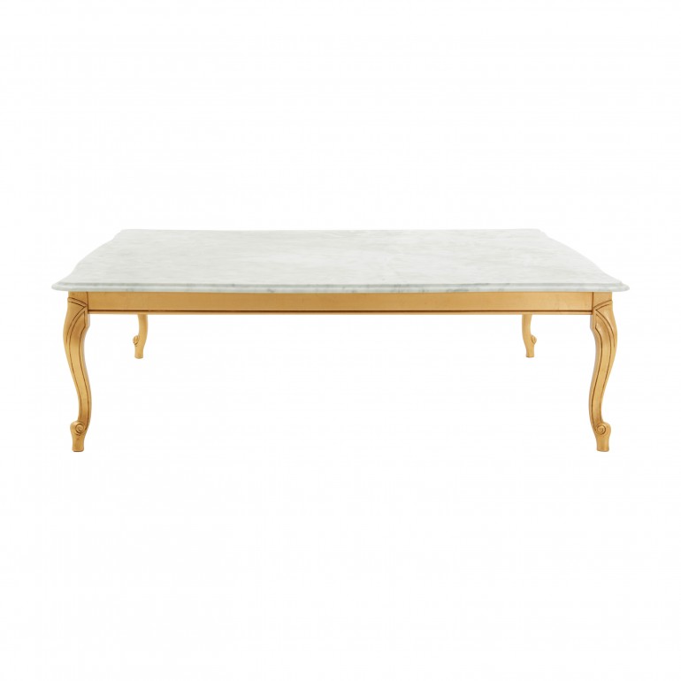 low square wood and marble table