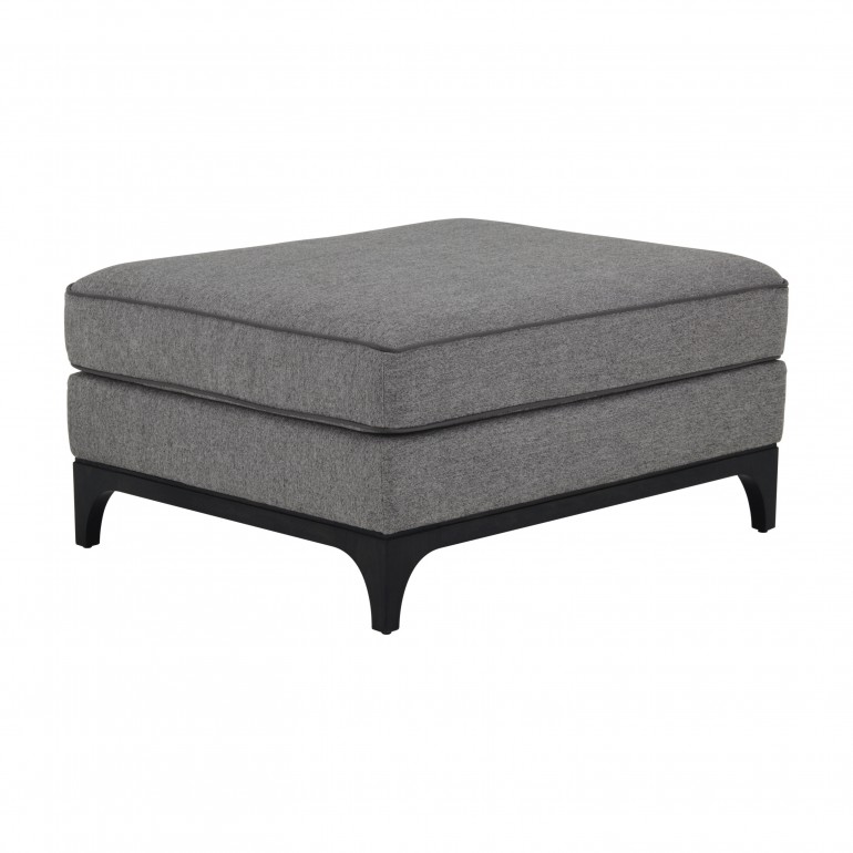Modern Italian ottoman, rectangular shape, upholstered in grey velvet with solid Ash wood base