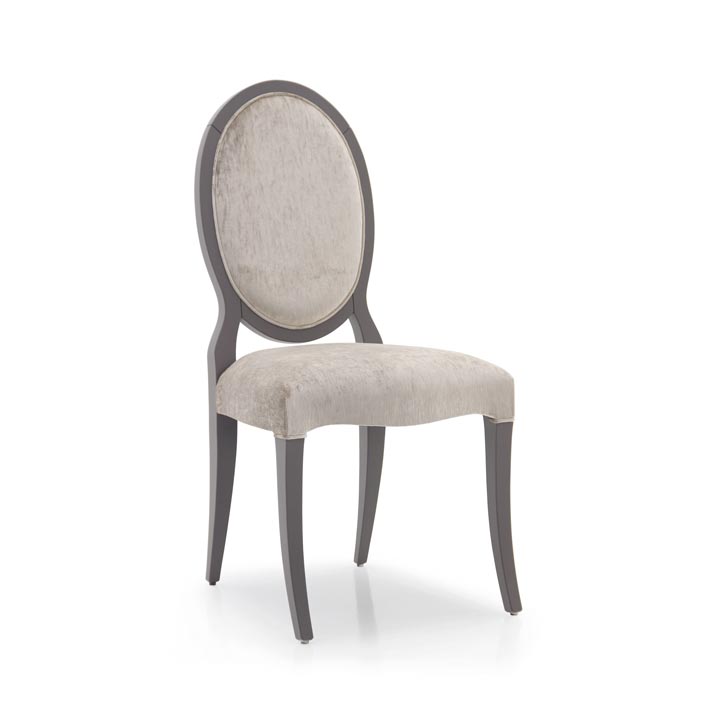 Contemporary italian chair Matilde by Sevensedie -  beech wood structure - padded back - upholstered with a soft grey velvet
