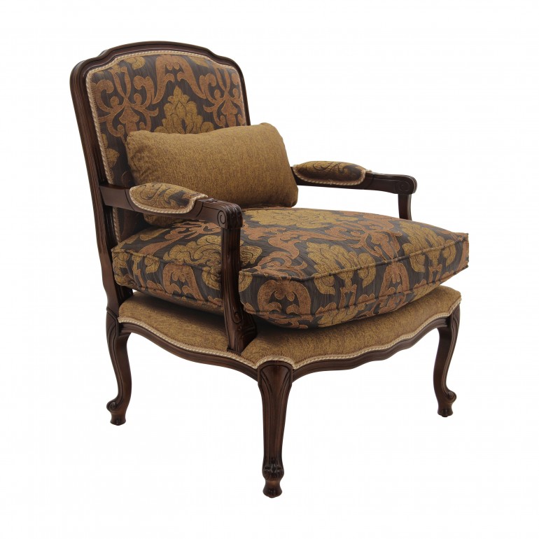 classic style padded wooden armchair