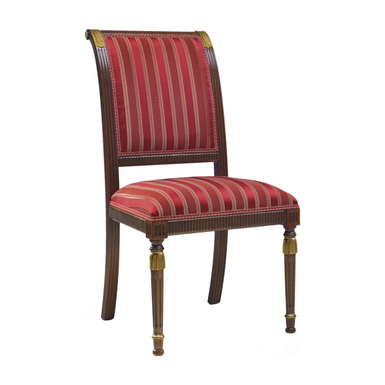Restaurant chair Magistra by Sevensedie in  classic design (empire style) - beech wood frame - Upholstery in stripe red fabric.