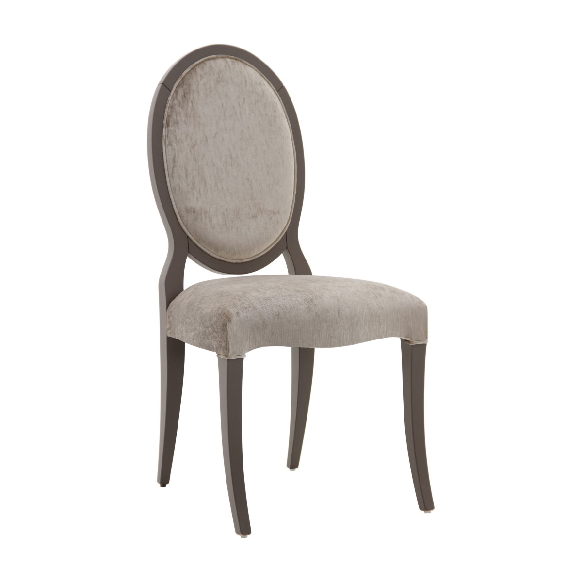 Contemporary italian chair Matilde by Sevensedie -  beech wood structure - padded back - upholstered with a soft grey velvet
