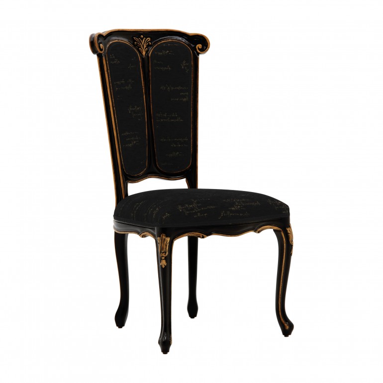 Classic replica chair Petrarca by Sevensedie - beech wood frame - polished in a two tone finish - upholstered with an abstract pattern fabric 