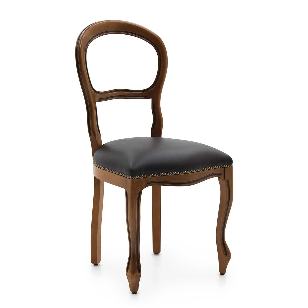 Leather classic chair with wooden frame BELLA by Sevensedie in Louis Philippe style