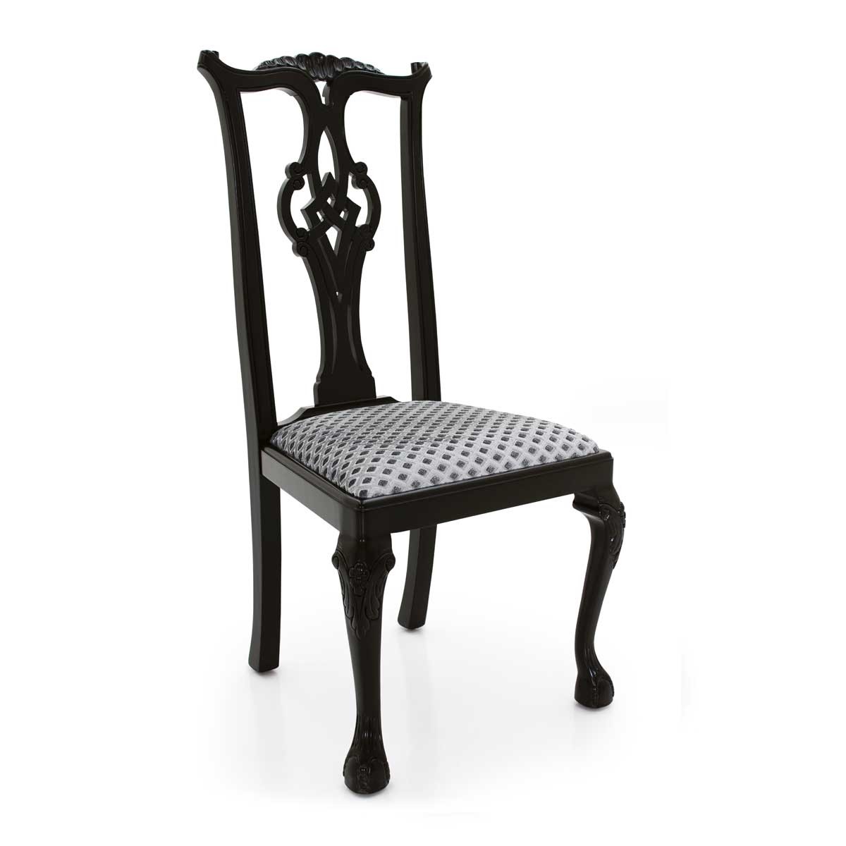 Cippendale black classic chair ROMA with carved wooden back by Sevensedie