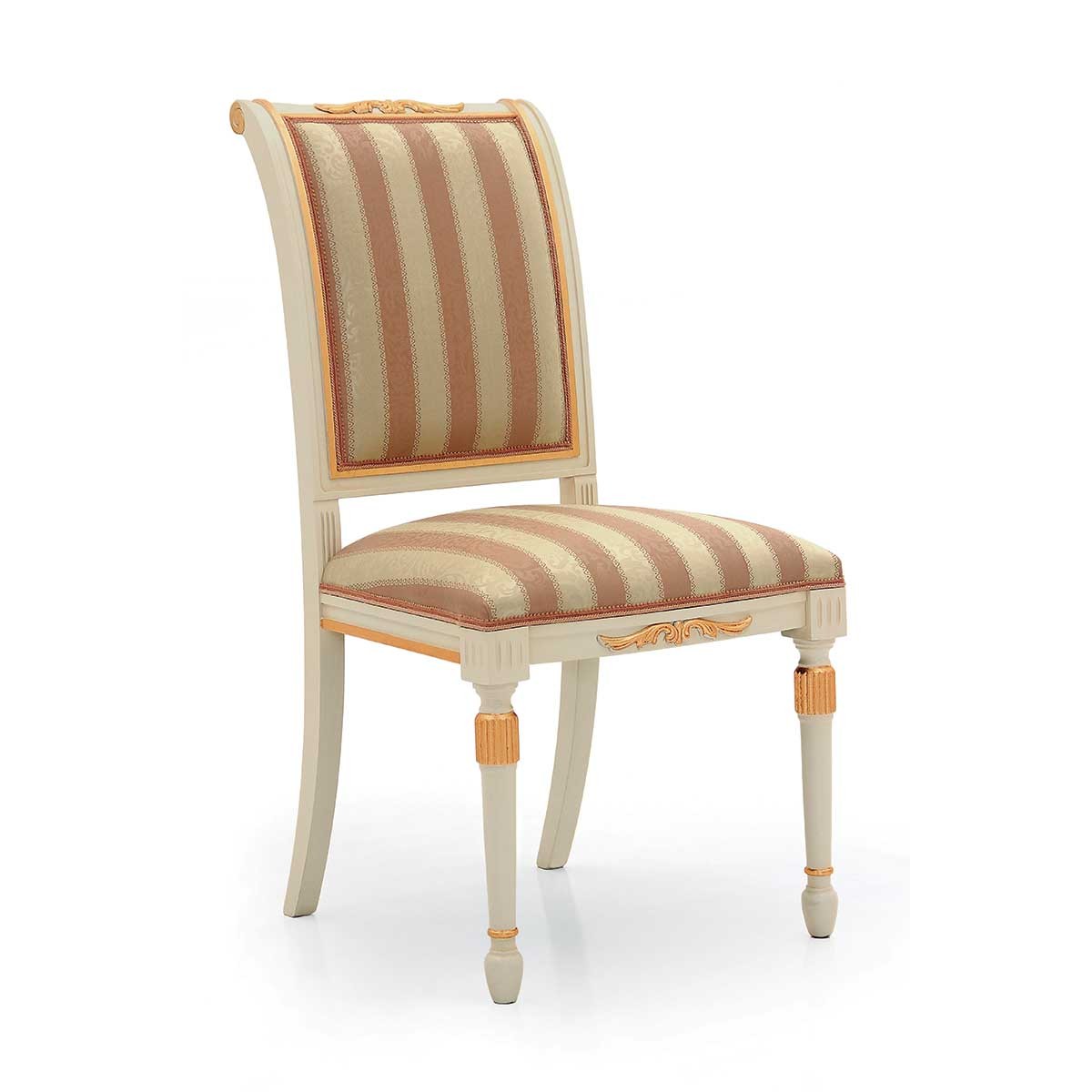White upholstered classic chair with gold leaf SALGARI by Sevensedie in empire style