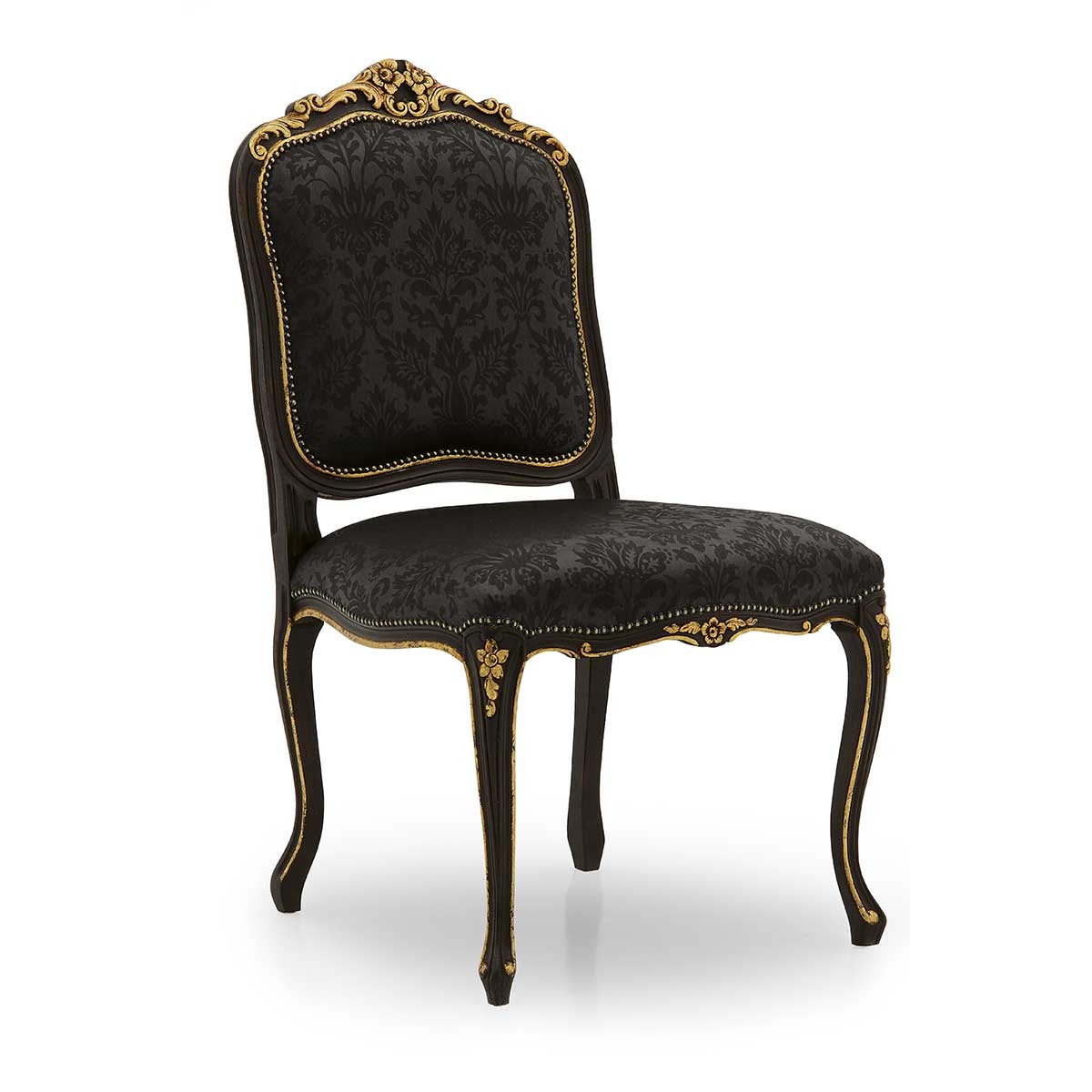 Black upholstered classic chair MONSIEUR by Sevensedie in baroque style