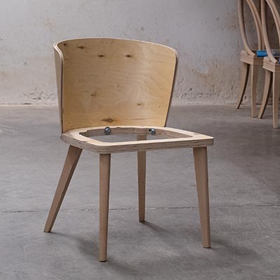 Raw frame of the restaurant chair Eva in modern style