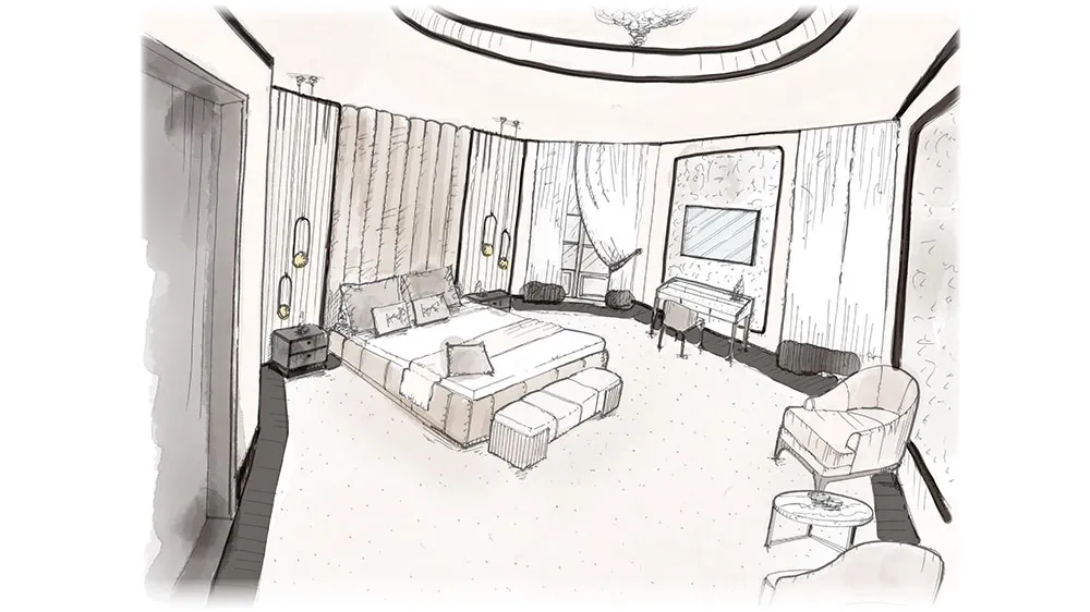 Disegno di una camera da letto su misura di Sevensedie